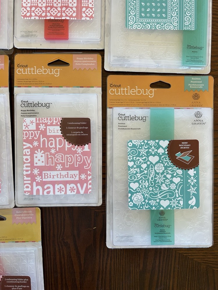 Lot 8 CUTTLEBUG Embossing Folder Sets Floral Dot Swirl Ann Griffin