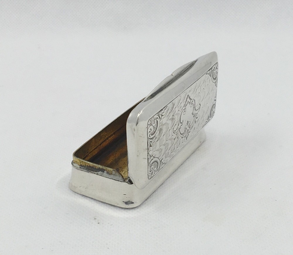 Antique Portuguese Solid Silver Snuff Box, Circa 1880, 62 grams