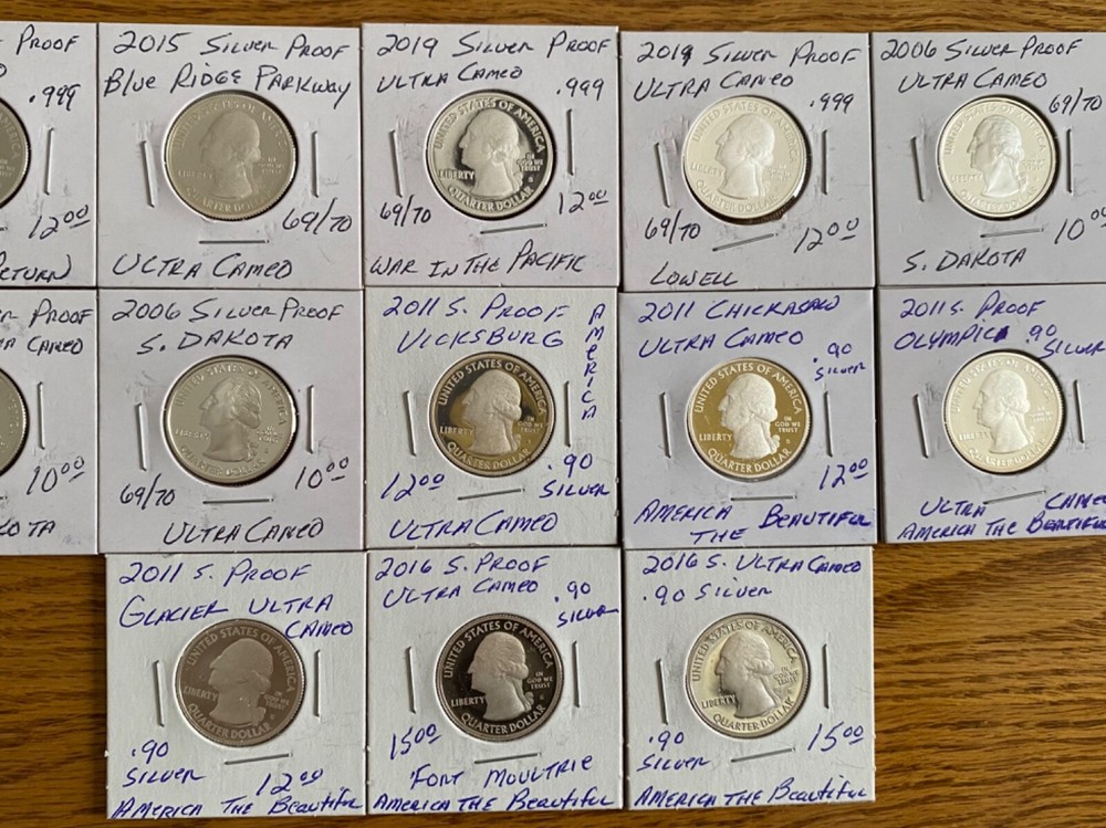 13 Silver Proof Quarters