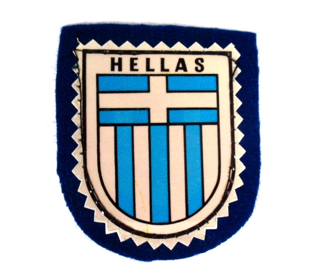 Hellas Greece Shield Patch Vintage Plastic on Felt Sew On