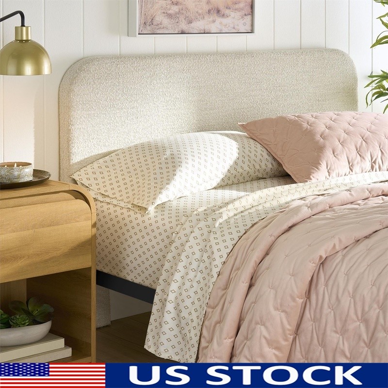Adjustable Boucle Headboard Modern Design Upholstered Soft Padded Easy Install