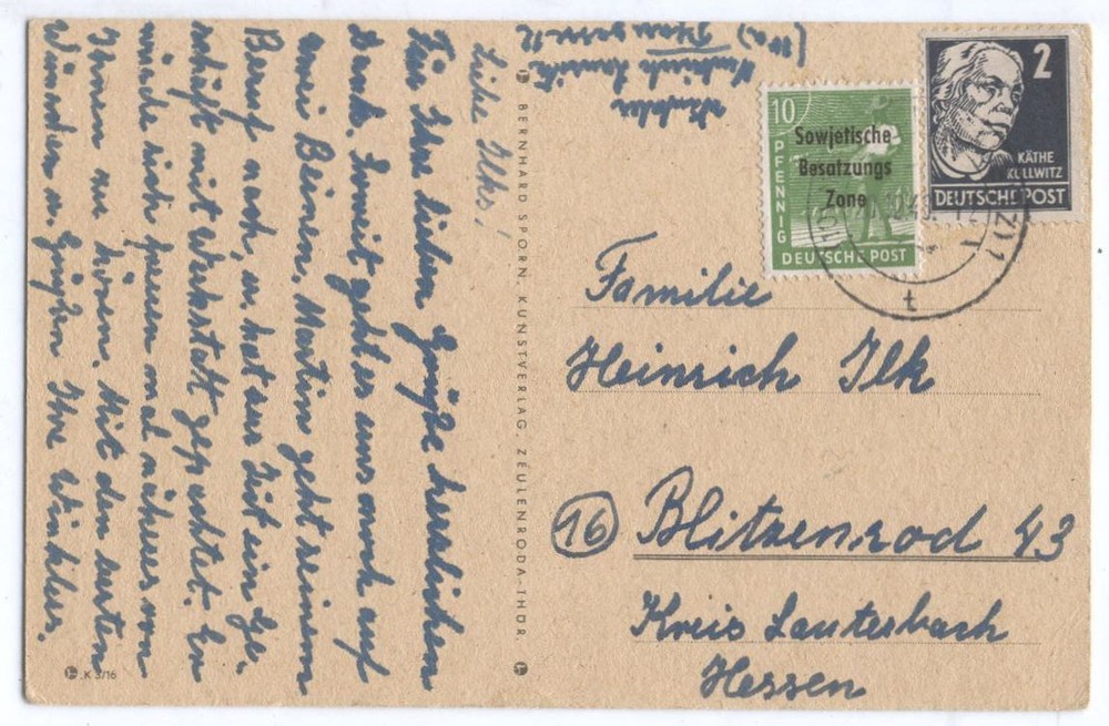 Cover A19 Germany SBZ 1946 postcard