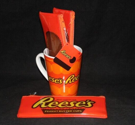 Hershey Reese's Peanut Butter Cup Ceramic Tea Coffee Mug Cup Soft Zip Cases