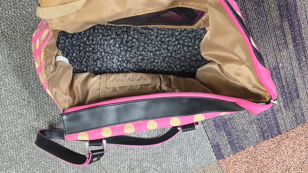 Pink with Beige poka dot Pet carrier