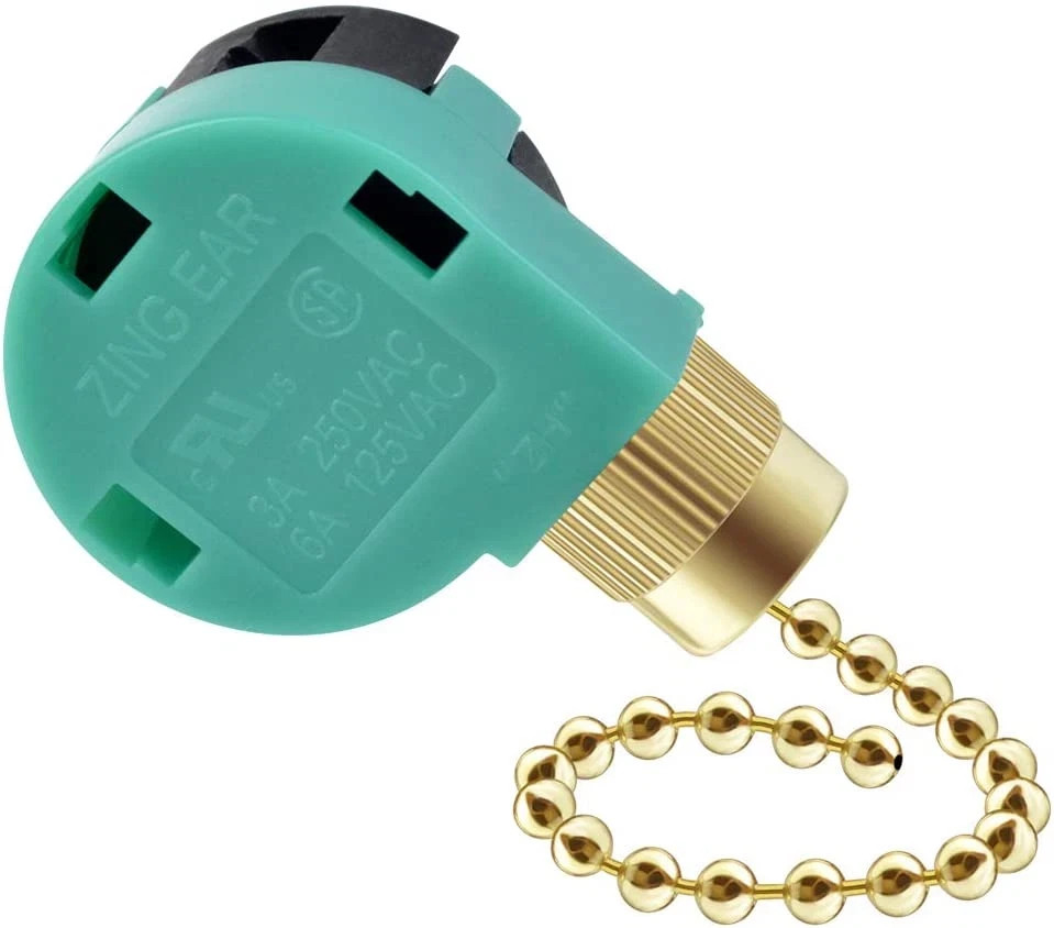 3 Pack Ceiling Fan Switch 3 Speed 4 Wire Zing Ear ZE-268S6 Fan Pull Chain Switch