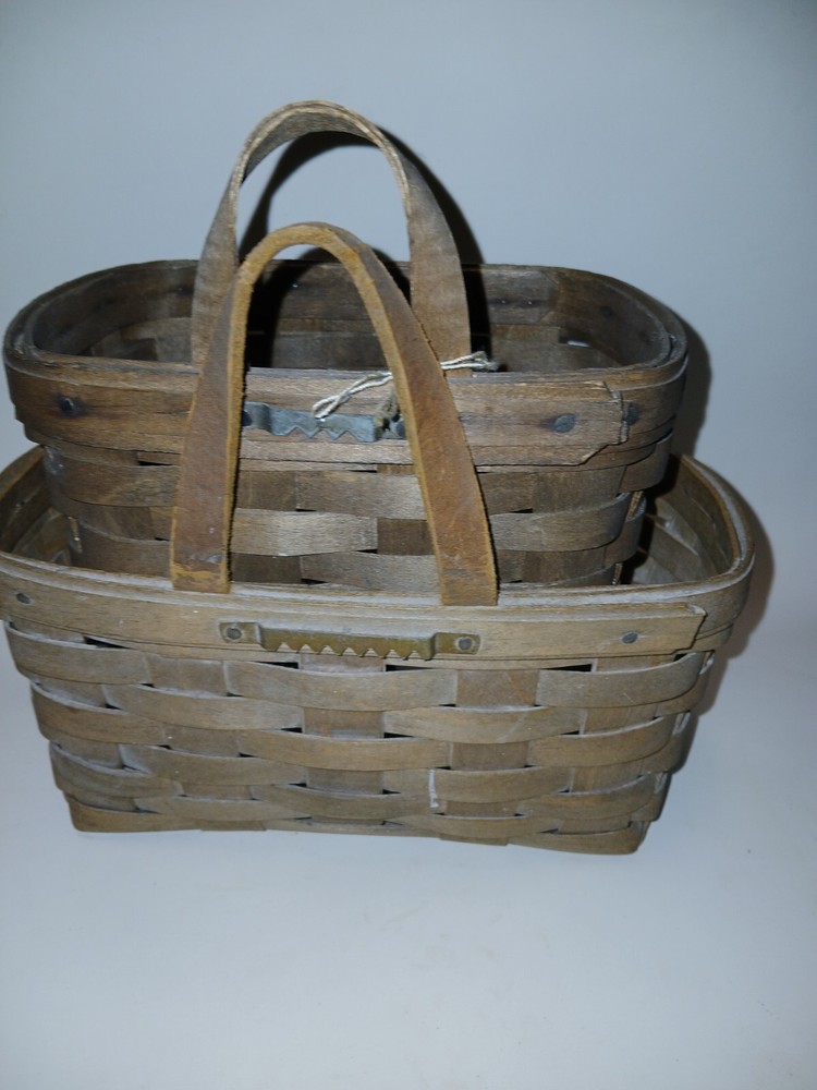1981 1 Longaberger Keepsake Basket w/Leather Handle & 1 Smaller Signed 1981