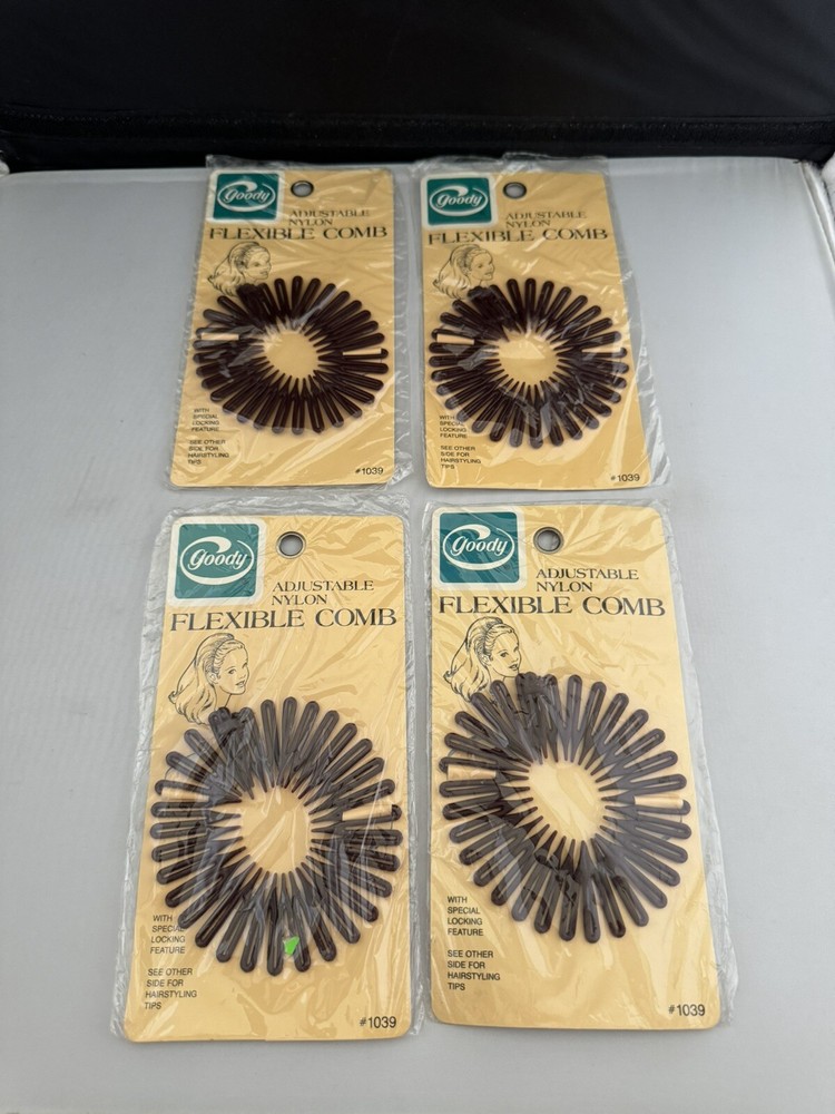 4 Goody Adjustable Nylon Flexible Combs 1039 Vintage Locking NEW