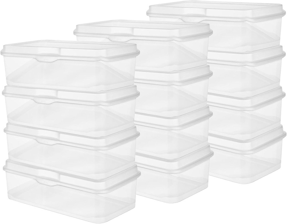 Clear Stackable Storage Bins with Hinging Lids - 12 Pack