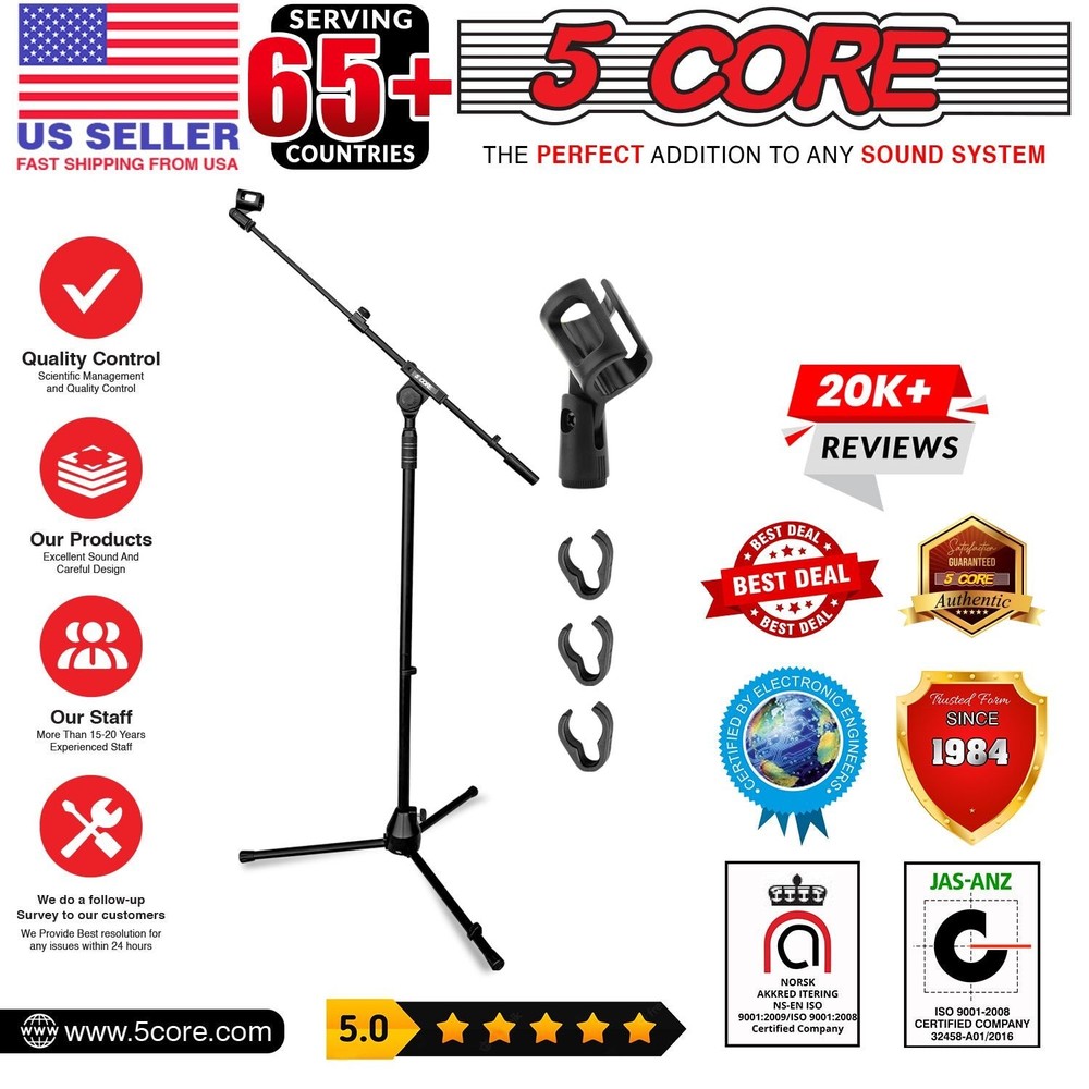 Microphone Stand Floor Height Adjustable w Extending Telescoping Boom Arm
