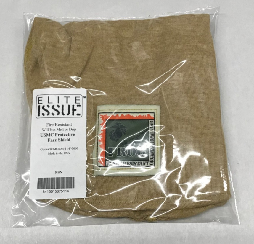 USMC FROG Balaclava Protective Face Shield Fire Resistant Tan OSFM Medium Weight