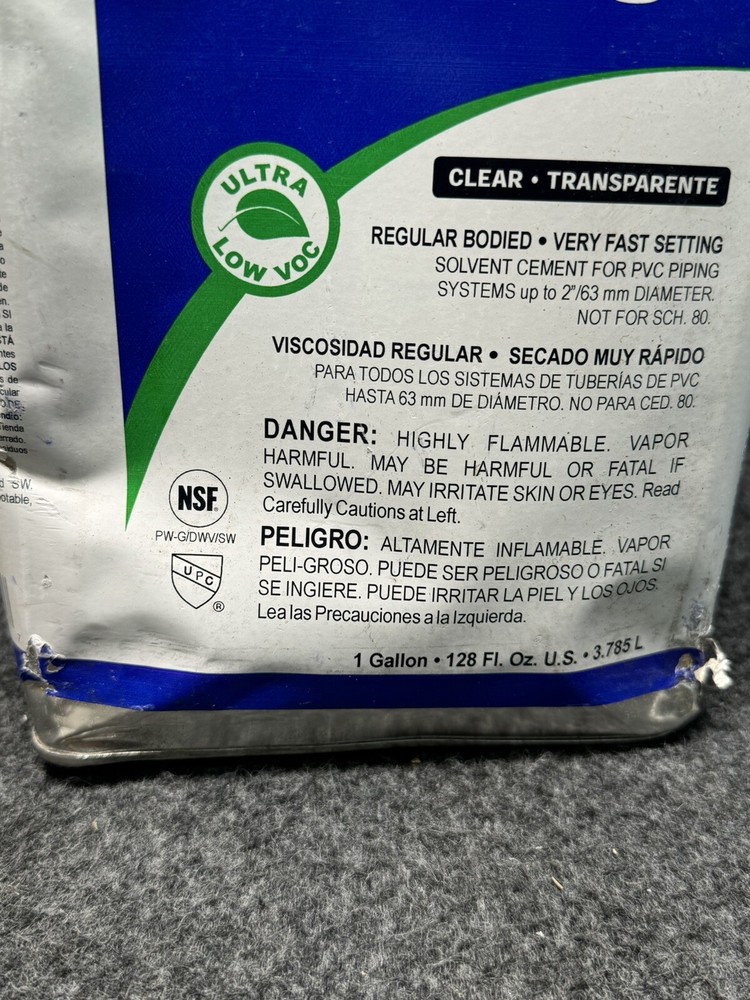 Weld-On 710 PVC Cement 1 Gallon Clear Fast setting Regular Bodied
