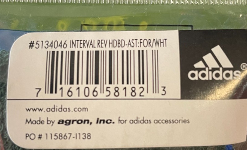 adidas Reversible Headband - Dark Green/White
