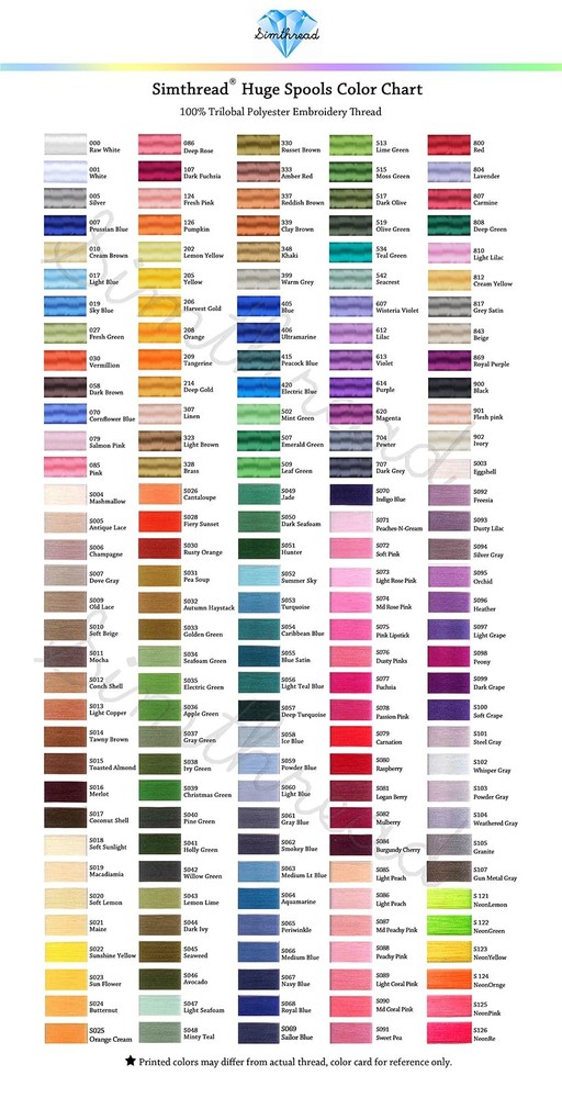 5500Yds Embroidery Thread, 5000M High-Yardage 40WT 100% Polyester Thread – 17...