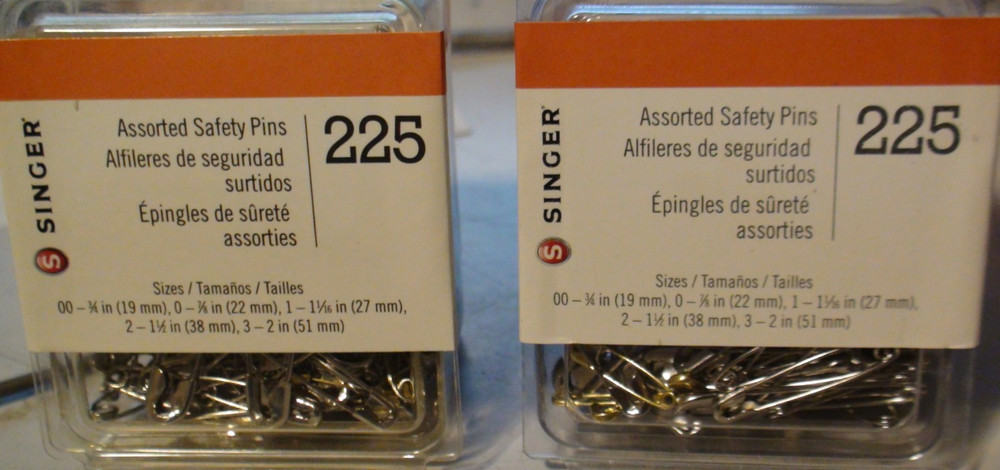 2 Pack Singer Assorted Assorted Safety Pins, 225 Ct