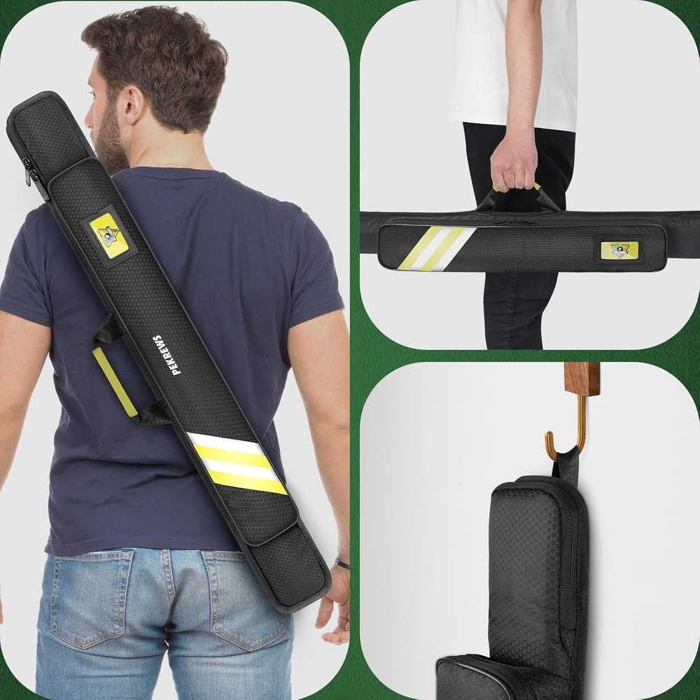 Waterproof Billiard Cue Bag - Stylish 1x1 Case with Multiple Storage Pockets