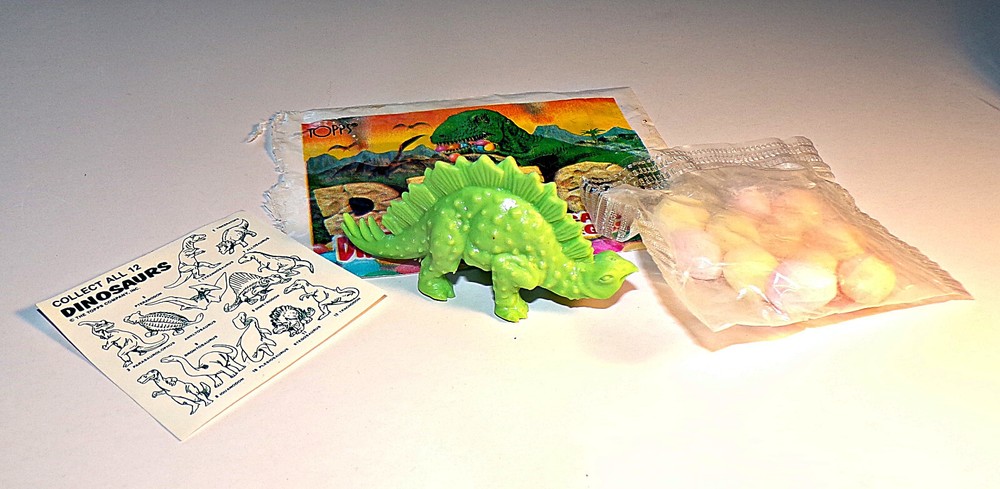 Topps 1988 Stegosaurus Dinosaur, Green, Wrapper, ID Sheet, Candy Eggs