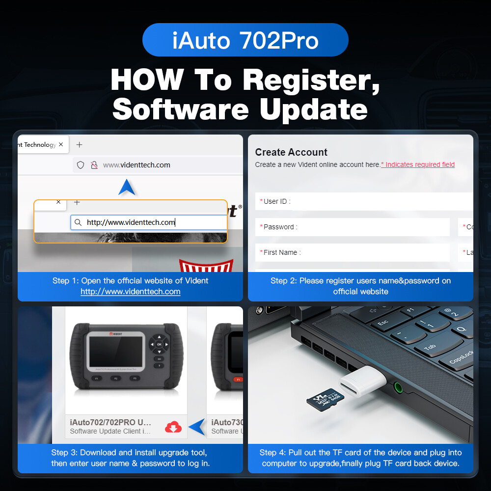 Vident iAuto702Pro Bidirectional ABS & SRS 2-System Diagnosis Key Programming