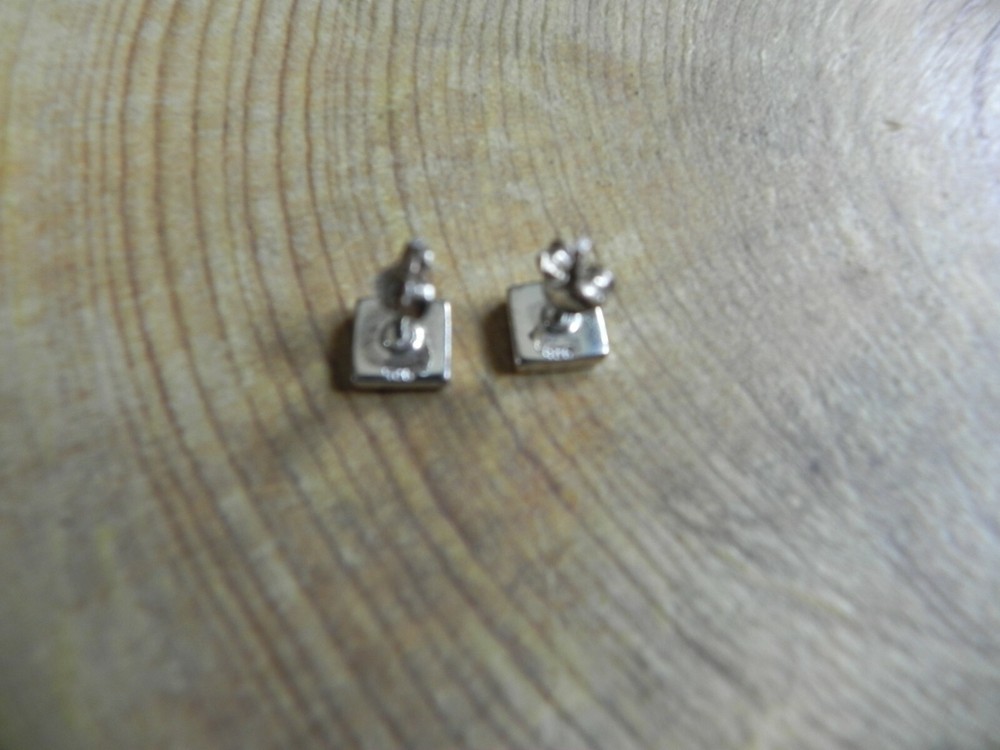 Blue Fire Opal & Sterling Silver .925 SQUARE Shape Stud Earrings