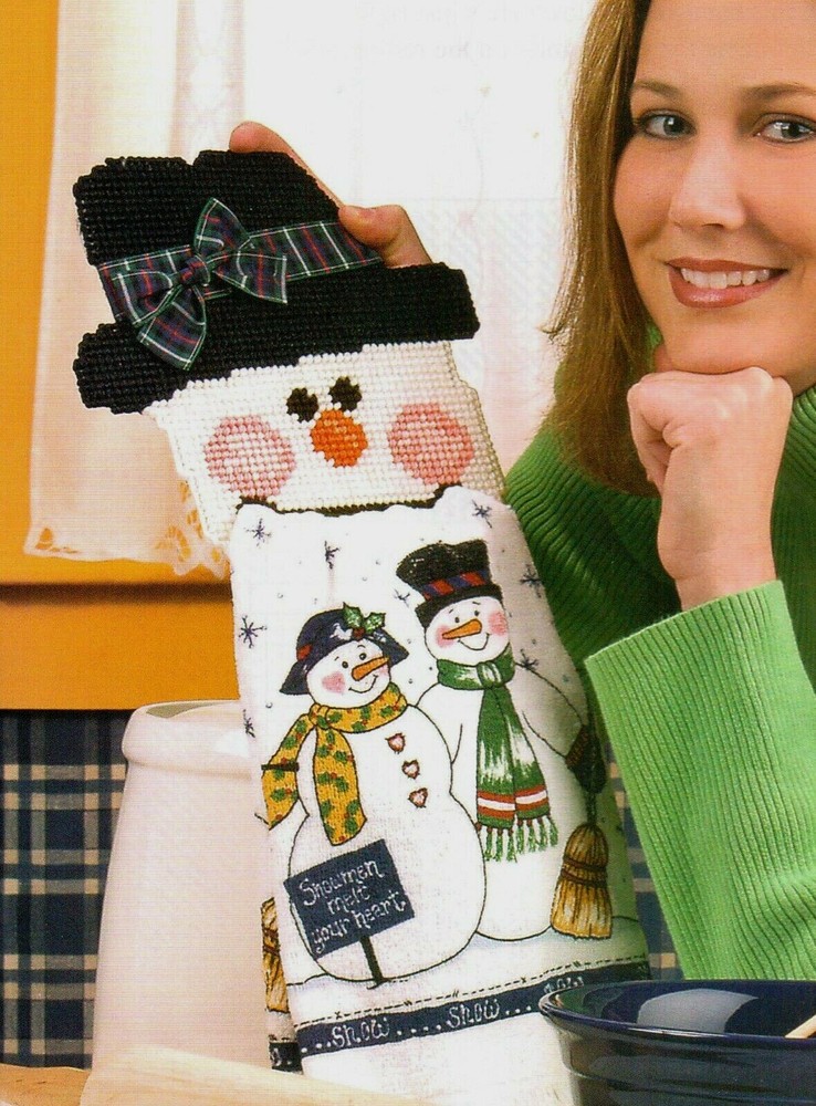 SNOWMAN TOWEL HOLDER CHRISTMAS PLASTIC CANVAS PATTERN INSTRUCTIONS