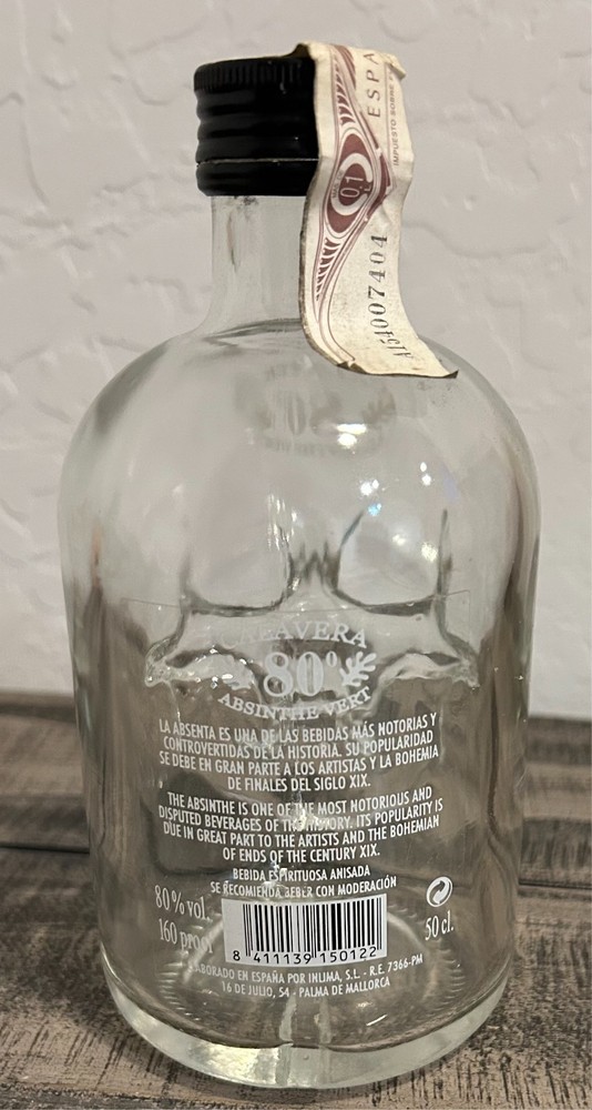 Calavera 80% Absinthe Vert from Espana Skull Bottle Only
