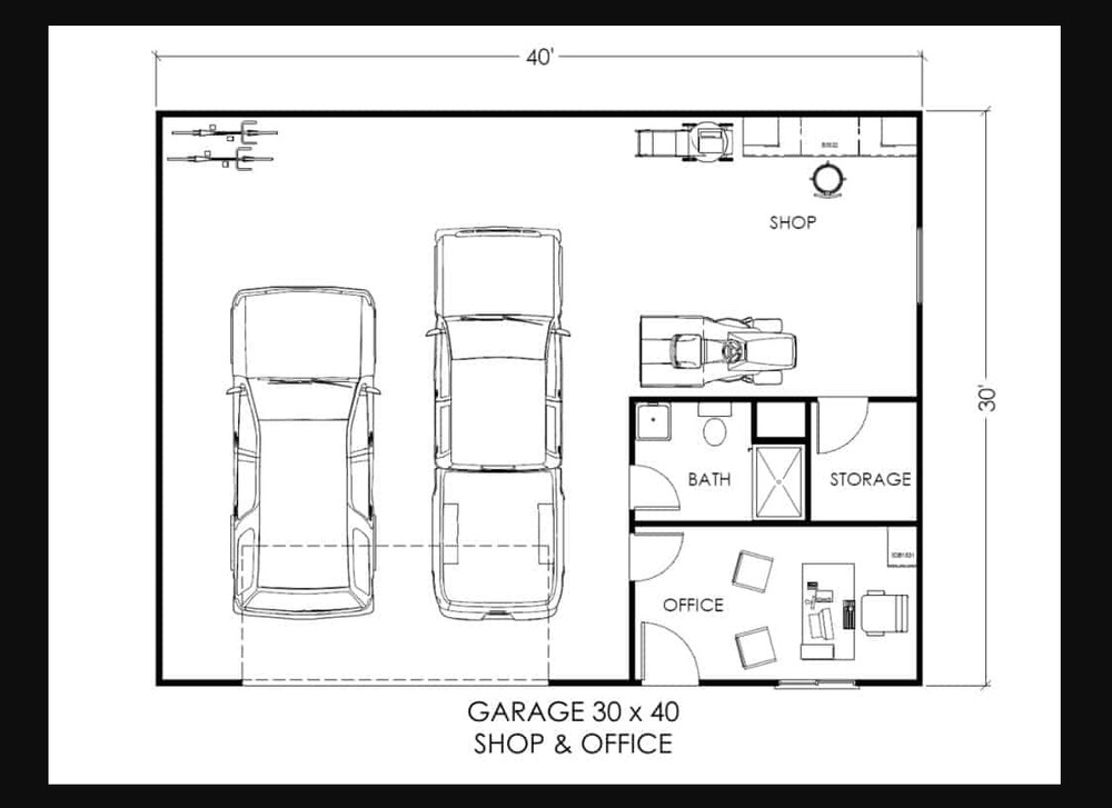 Modern Two-Car Garage plan with Storage | Detached Garage Blueprint