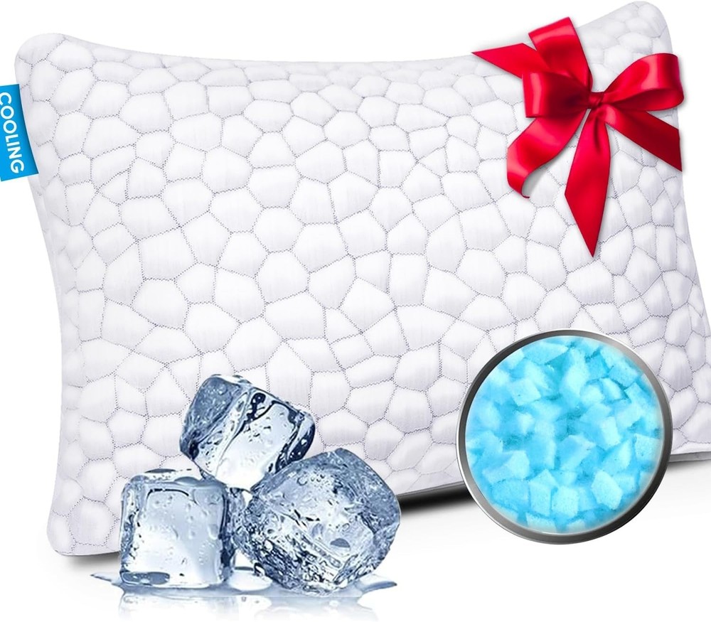 Plush Queen Size Cooling Pillow - Adjustable Loft for Neck and Shoulder Support