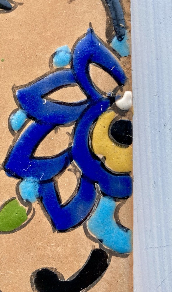 Antique Middle Eastern Hand Painted Pottery Tile