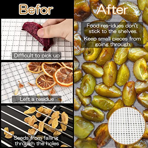 Silicone Dehydrator Sheets Nonstick Reusable Mesh Dehydrator Tray Liner, 6 Pack