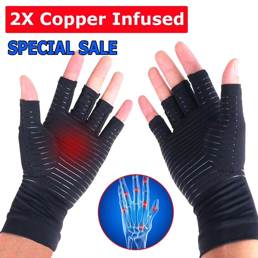 1 PAIR Copper Arthritis Compression Gloves Hand Support Joint Pain Relief U❥