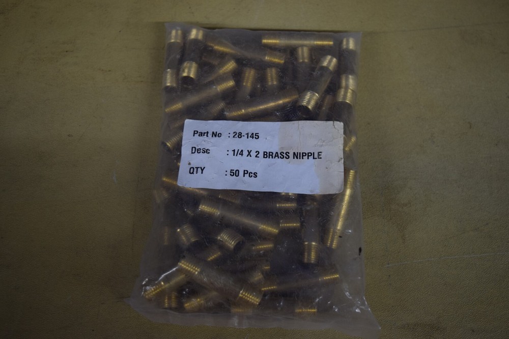 50 Pack 1/4" x 2" Brass Nipples 28-145