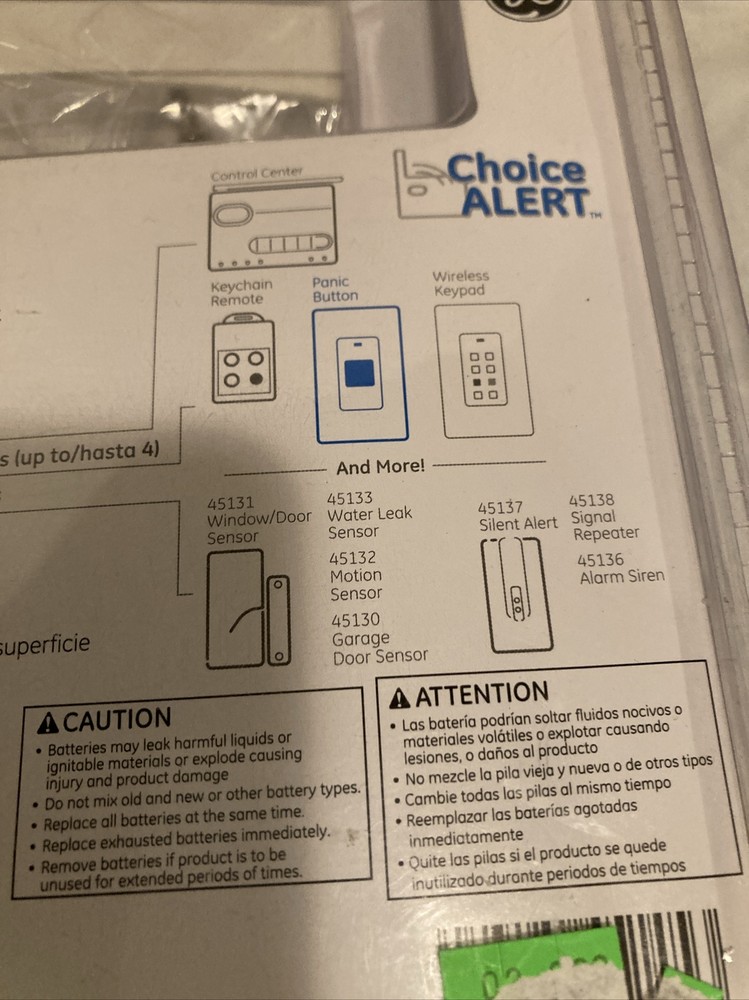 GE Clear Choice Wireless Alarm System Panic Button #45145