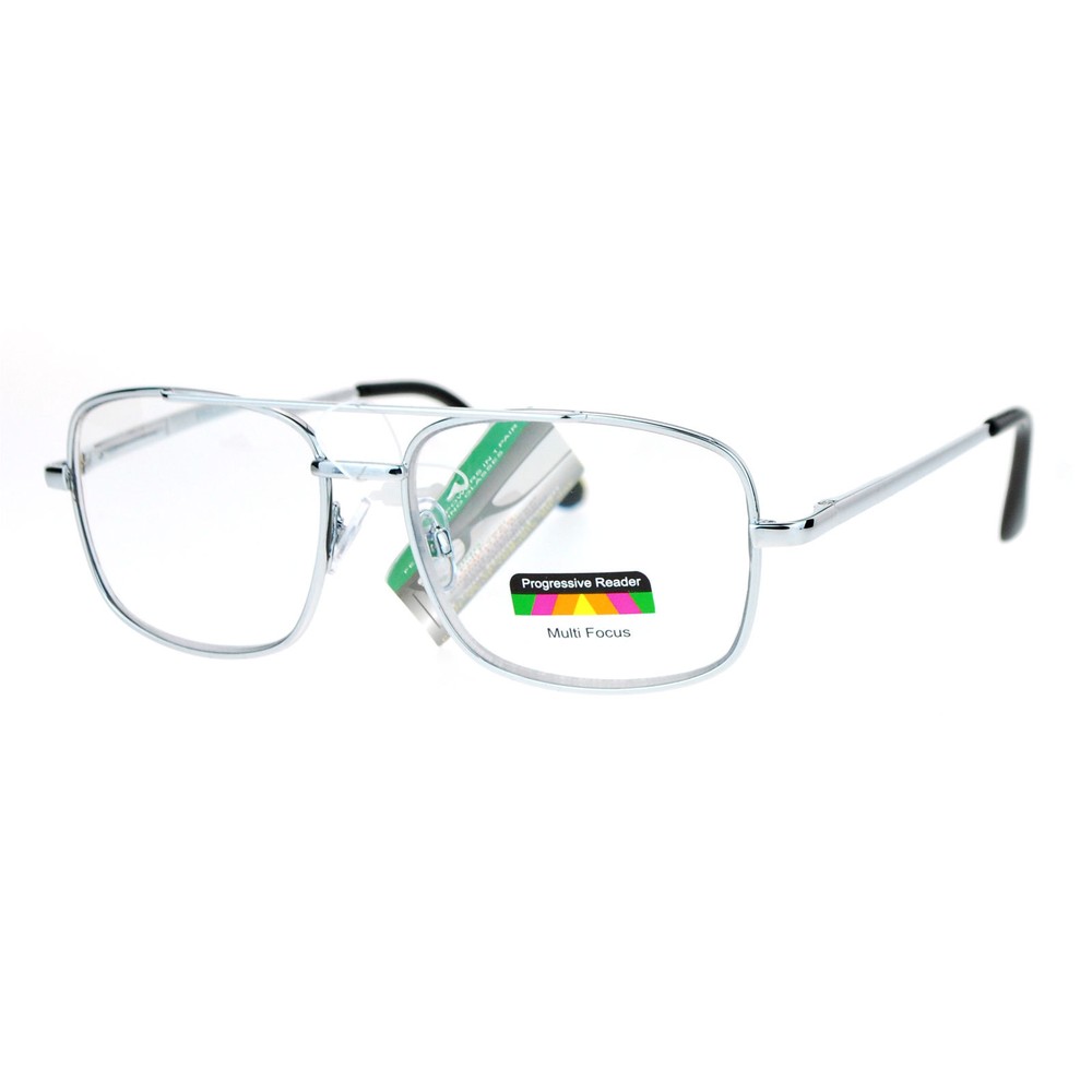 Multi Focus Progressive Reading Glasses 3 Powers in 1 Reader Square Metal