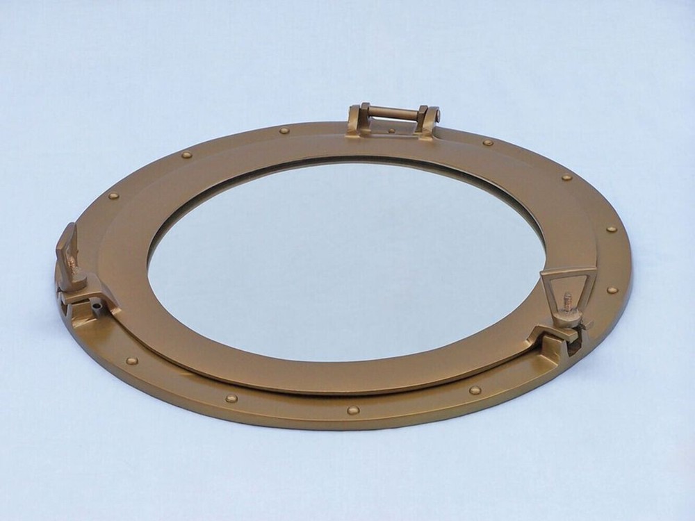 Antique Brass Decorative Ship Porthole Mirror 24"