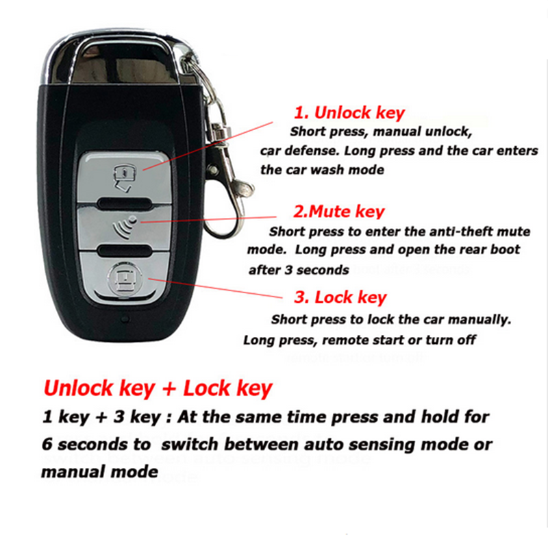 Car Key PKE Passive Keyless Entry Alarm System Push Start Button Remote Engine