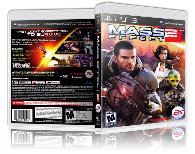 Mass Effect 2 - Custom Replacement  PS3 Cover and Case. NO GAME!!