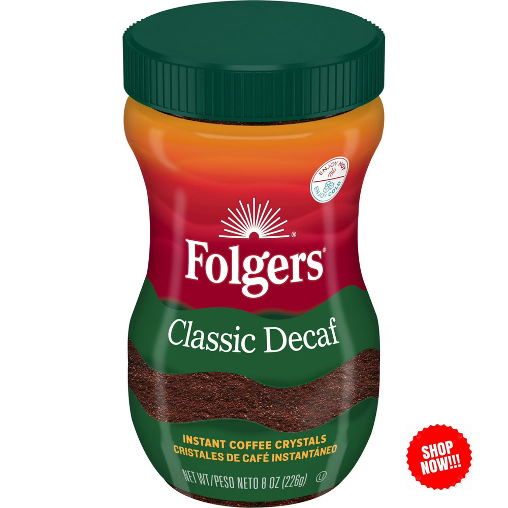 Folgers Classic Decaf Instant Coffee, 8 oz Jar