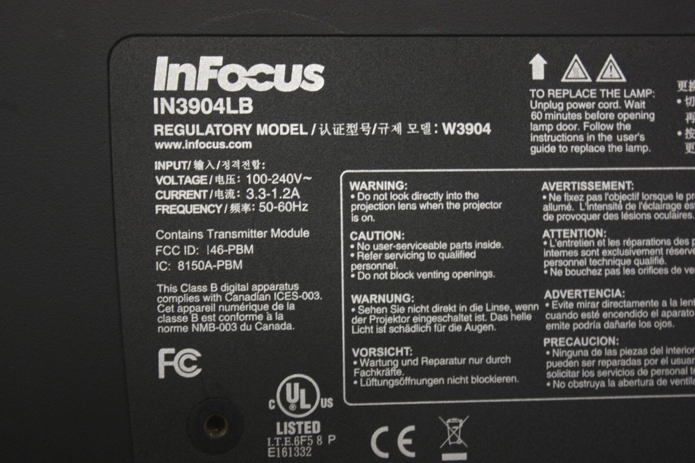 Tested Working * Under 2000 Hours * Infocus IN3904LB WXGA Projector