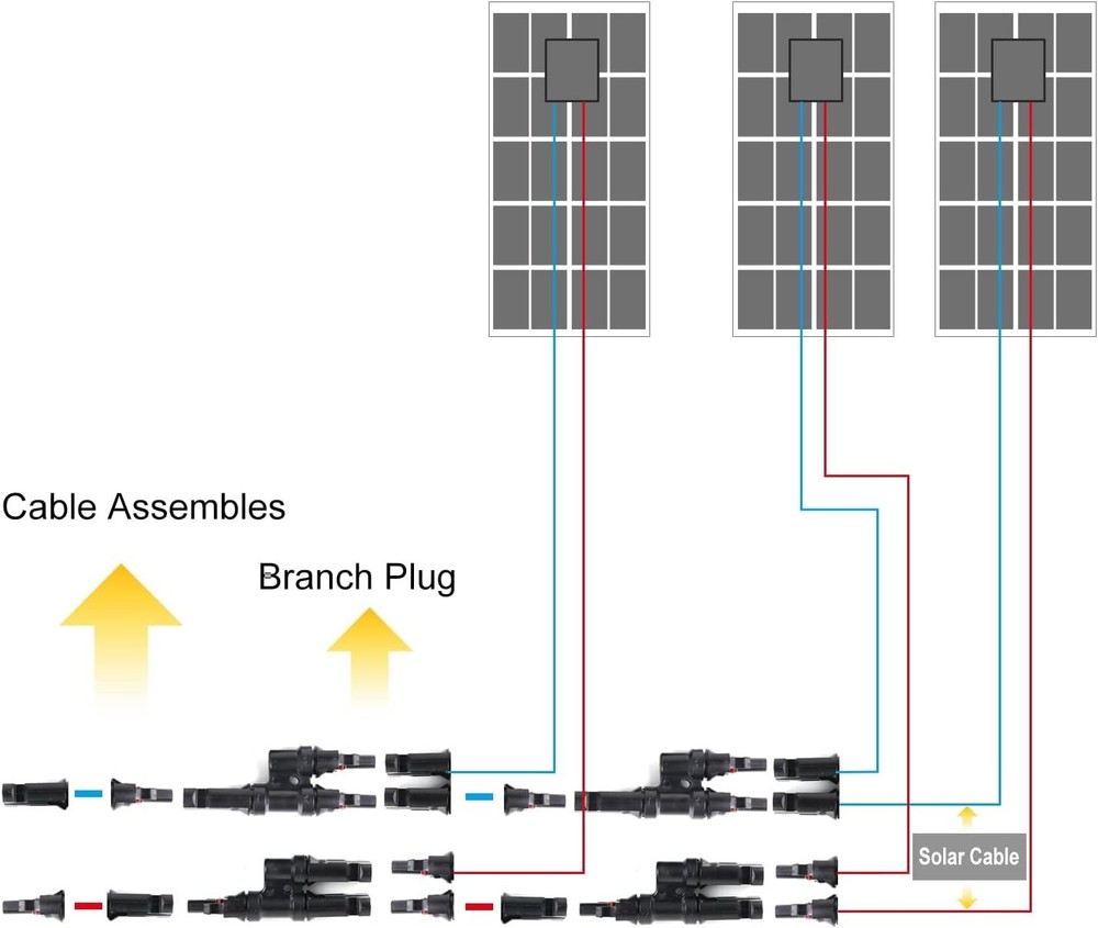 Solar Branch Connectors Y Connector for Parallel Connection Between Solar Pan...