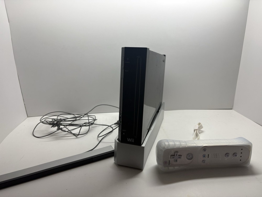 Black Wii Console Bundle with Remote + Games + Sensor Bar + Stand + More
