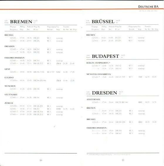 Deutsche BA timetable 1992/10/25