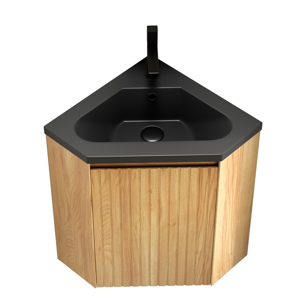 ZURI 30" Bathroom Vanity&Sink, Wall-Mounted Floating Triangular Striped Plywoo