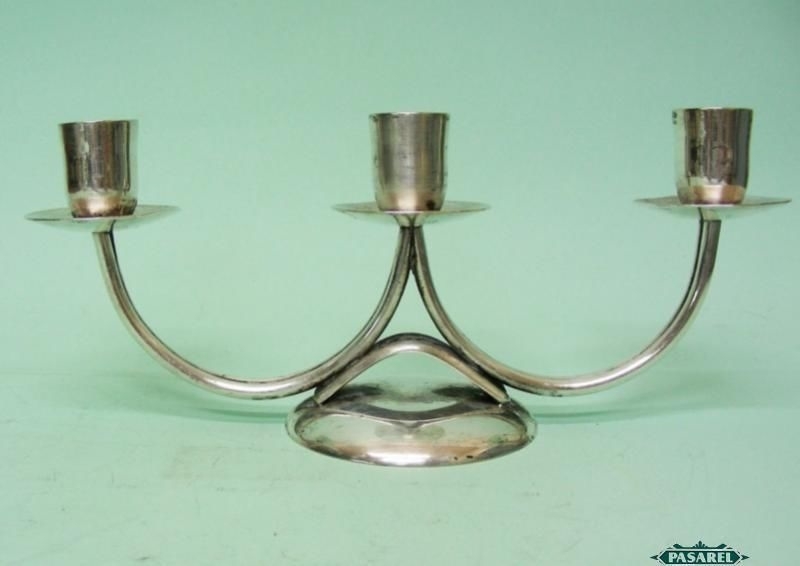Berg Denmark Silver Plated Three Light Candelabra Candleholder