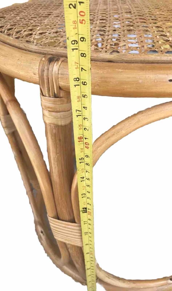Mid Century RATTAN CANE STOOL Side Table Boho Chic Stool CLASSIC Design💕