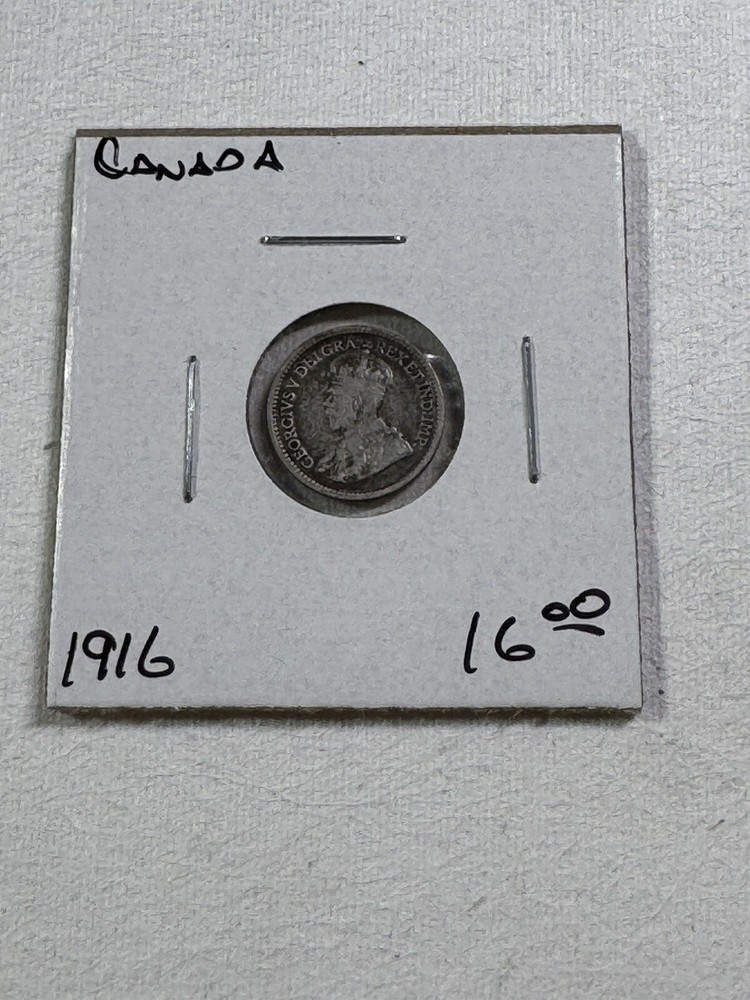 1916 Canada 5 Cents Small Silver Coin