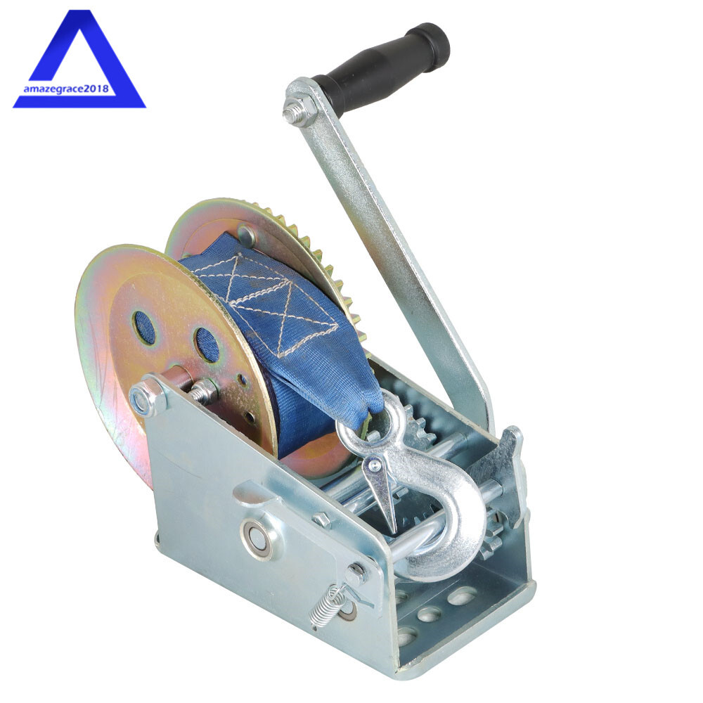 3500lbs Hand Winch Boat Trailer Winch Crank With 10m (32ft) Strap Winch