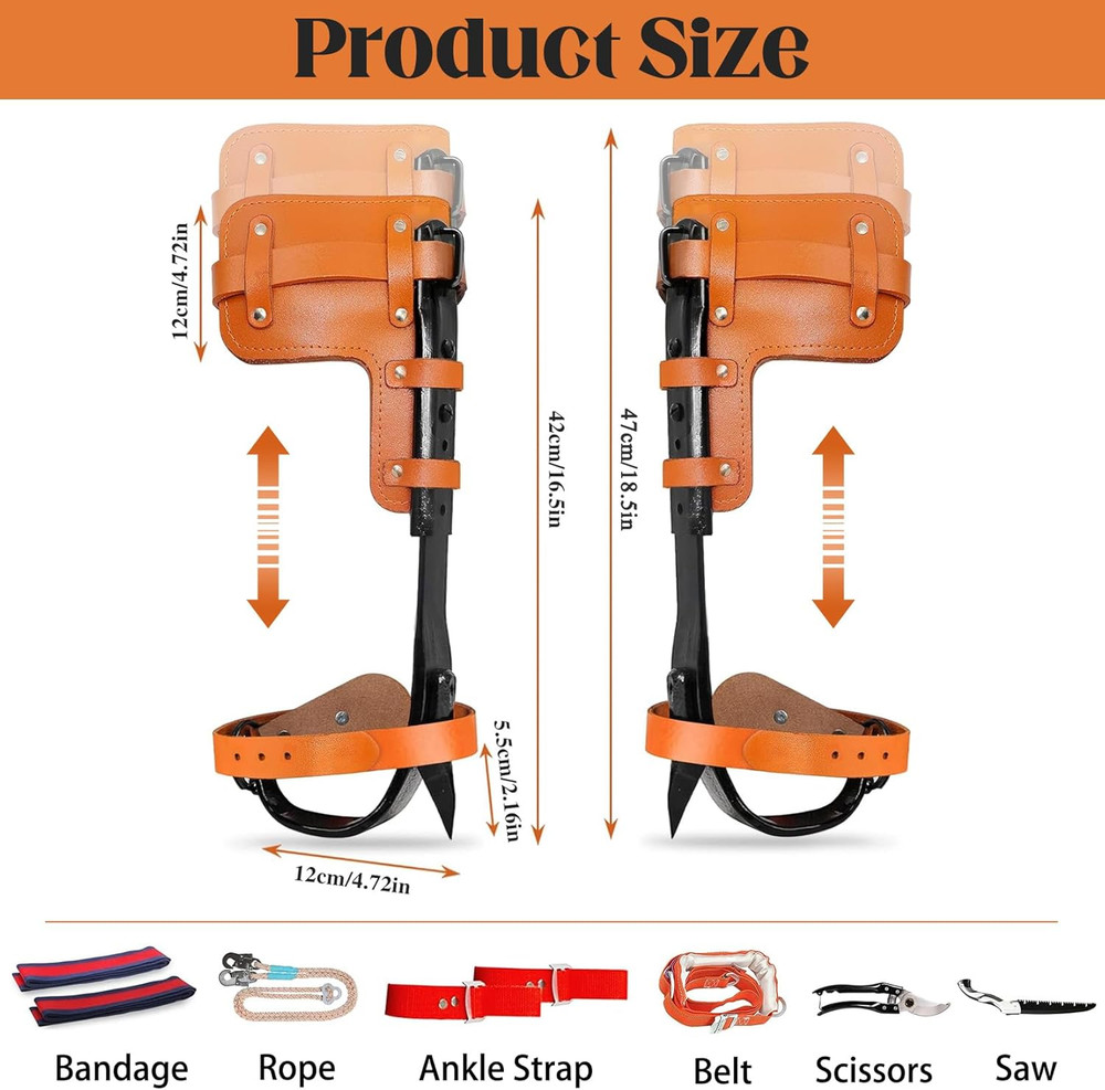 Tree Climbing Spikes Set Upgraded Leather Tree Climbing Tool Set with Harness Be