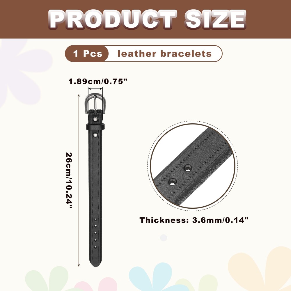Plain Buckle Bangle Leather Bracelets Leather Snap Bracelets, Black