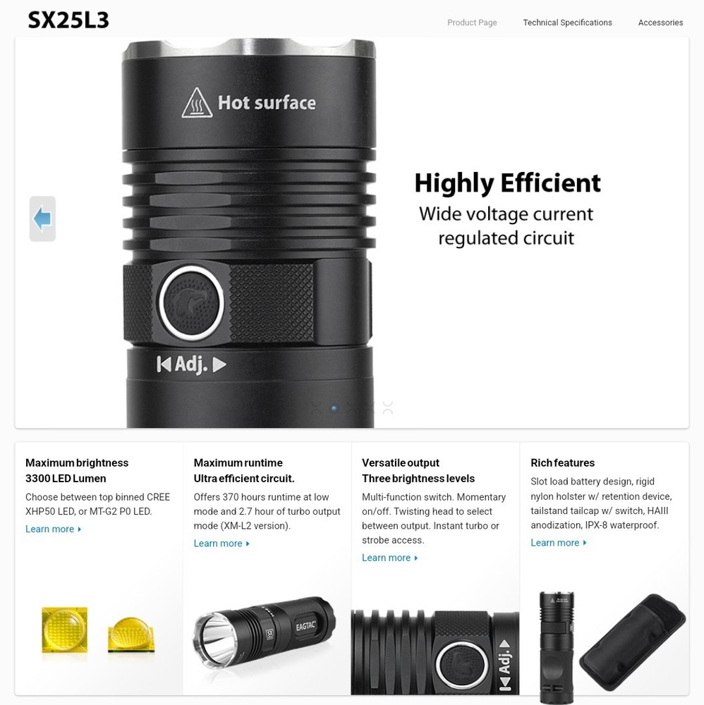 Eagletac SX25L3 LED Flashlight Super Bright