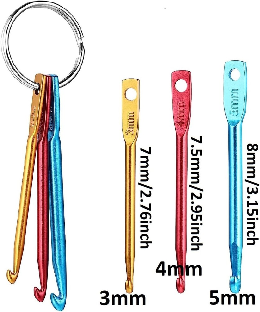 6 Sets Mini Crochet Hook Keychain with 40pcs Plastic Colored Stitch Markers, ...