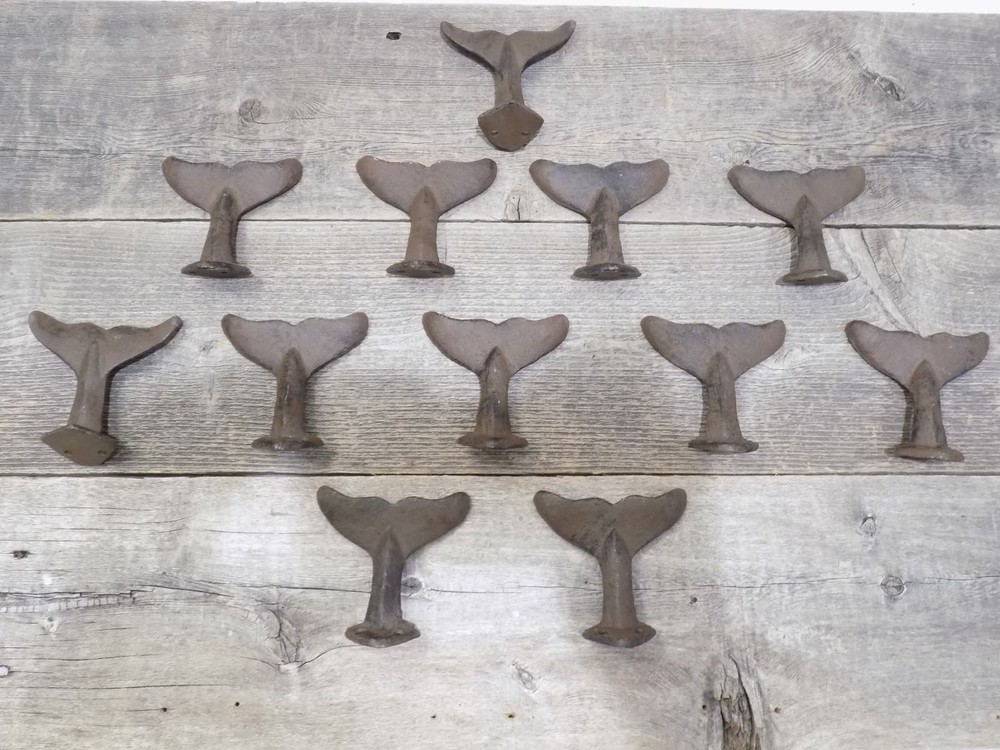 25 Cast Iron Whale Tail Hooks Coat Hat Closet Hall Tree Jacket Tale Rustic Hat